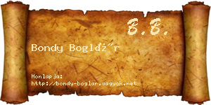 Bondy Boglár névjegykártya